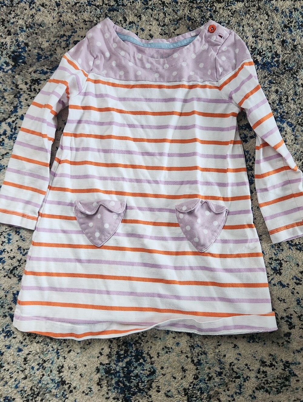 Mini Boden Lavender, Orange & White Striped Long-Sleeve Top